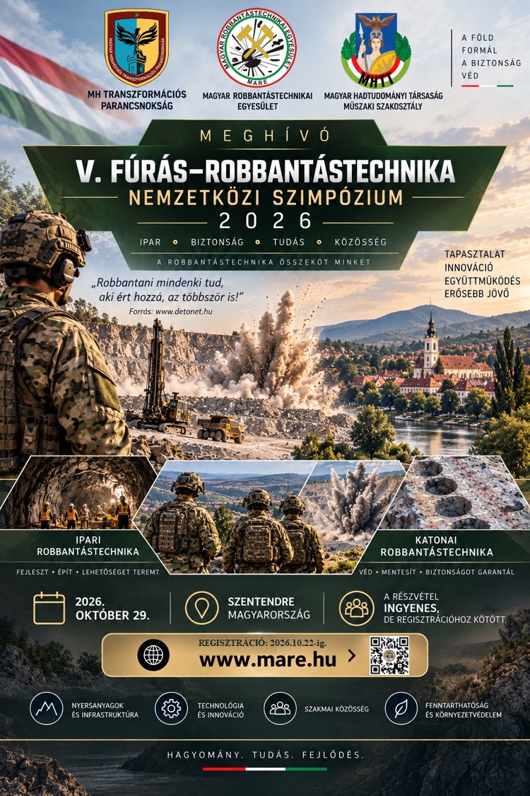 V. fúrás- Robbantástechnika Nemzetközi Szimpózium 2026 Szentendre V. fúrás- Robbantástechnika Nemzetközi Szimpózium 2026 Szentendre